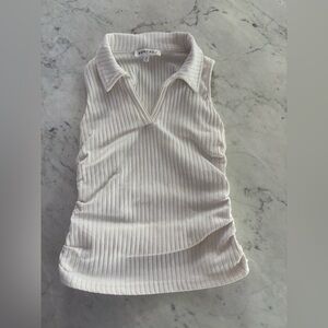 Women's Cream Ribbed Tank Top